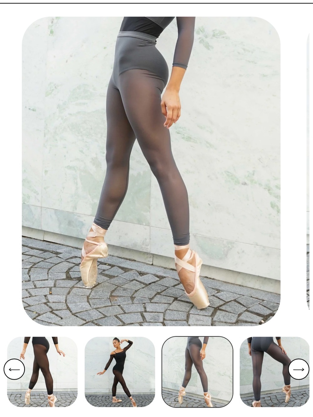 Jule Dancewear Meshies Ballet Tights in Dark Gray